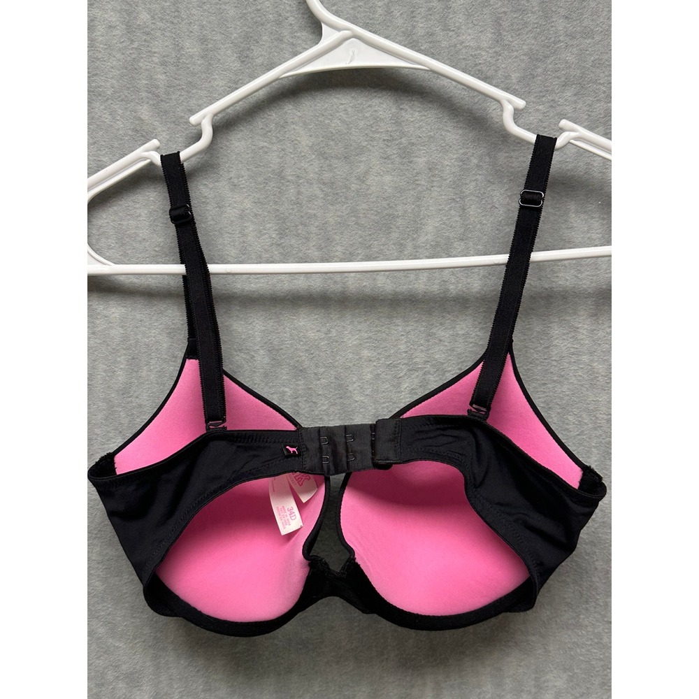 Victoria's Secret PINK Push Up Bra Black 34D Wear Everywhere Underwire - Picture 2 of 5